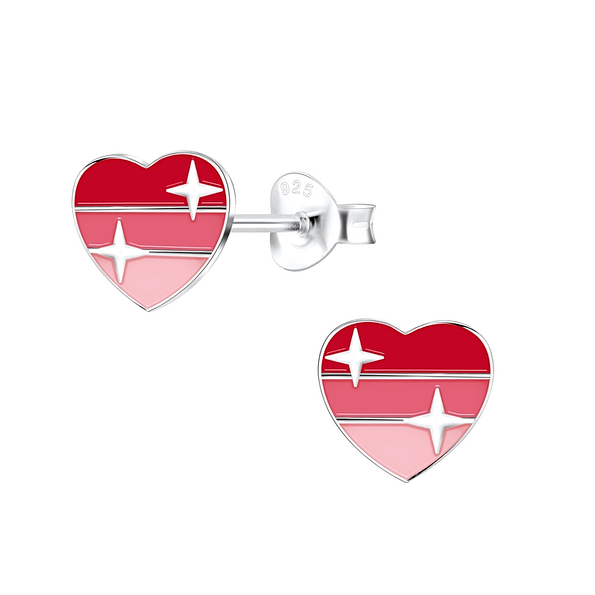 Silver Heart Stud Earrings - 10823