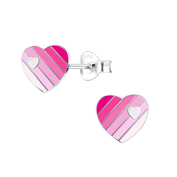 Silver Heart Stud Earrings - 10851