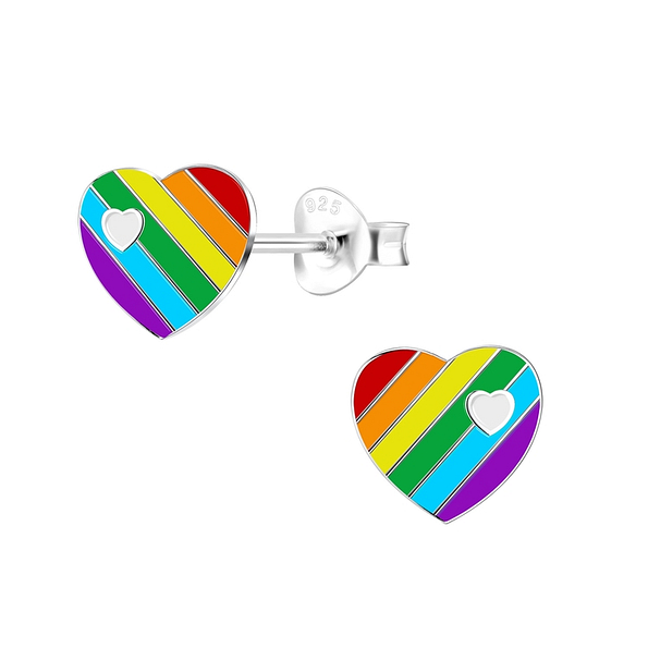 Silver Heart Stud Earrings - 10849