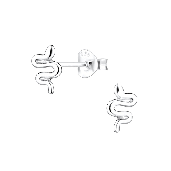 Silver Snake Stud Earrings - 10882