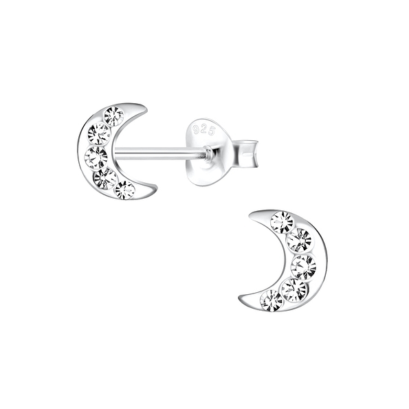 Silver Moon Stud Earrings - 11223