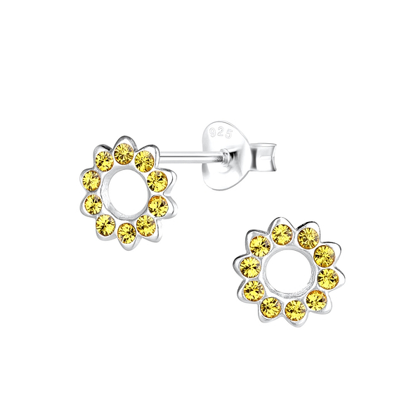 Silver Sun Stud Earrings - 11224