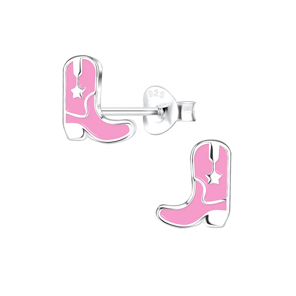 Silver Boots Stud Earrings - 11220