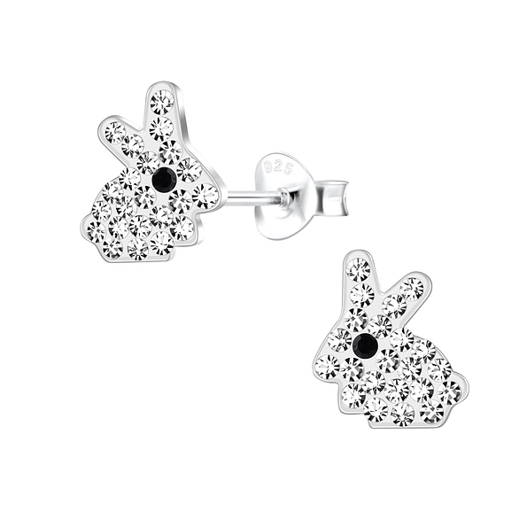 Silver Rabbit Stud Earrings - 12471