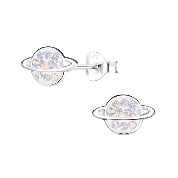 Silver Saturn Stud Earrings - 10799
