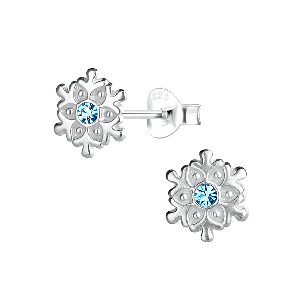 Silver Snowflake Stud Earrings - 11126