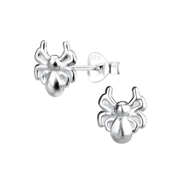 Silver Spider Stud Earrings - 13369
