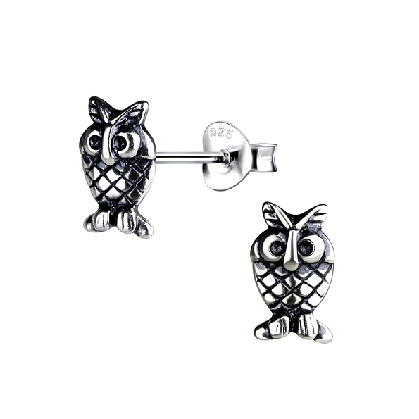 Silver Owl Stud Earrings - 11365