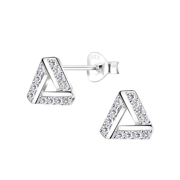 Silver Triangle Stud Earrings - 11811