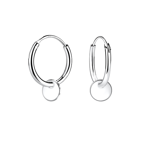 Silver Round Hoop Earrings - 11342