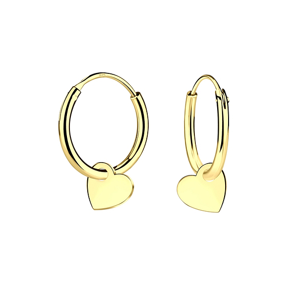 Silver Heart Hoop Earrings - 11373