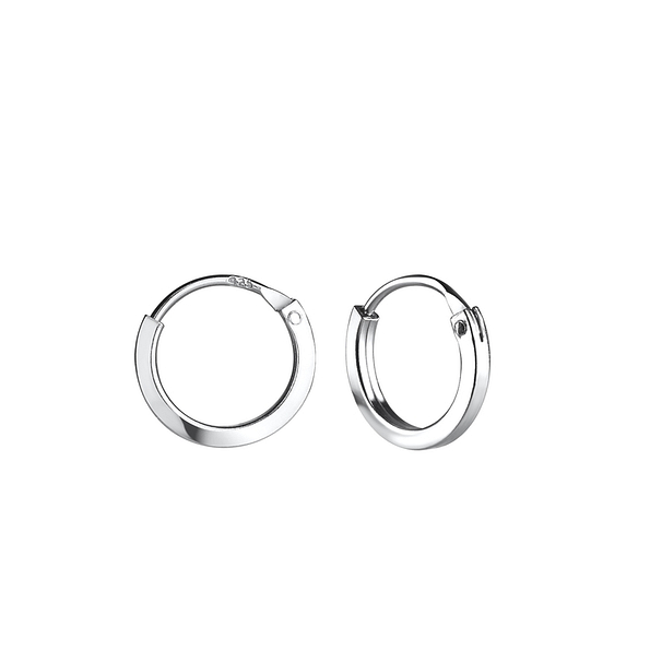 10mm Silver Square Tube Hoop Earrings - 11656