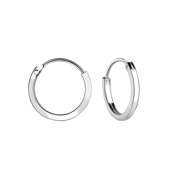 12mm Silver Square Tube Hoop Earrings - 11480