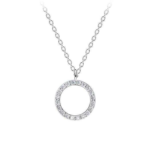 Silver Circle Necklace - 11357