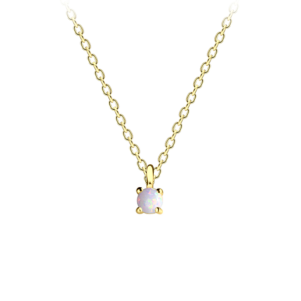 3mm Opal Silver Necklace - 11470
