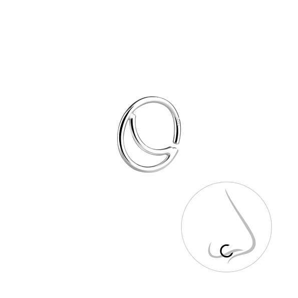 Silver Moon Nose Ring - 11169
