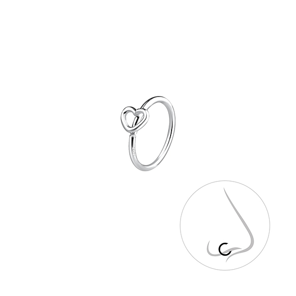 Silver Heart Nose Ring - 11171