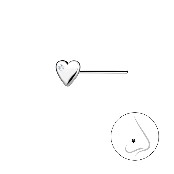 Silver Heart Nose Stud - 21642
