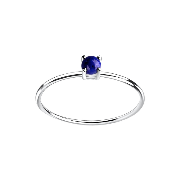 3mm Lapis Lazuli Silver Ring - 11383