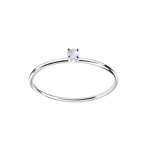 2mm Opal Silver Ring - 11379