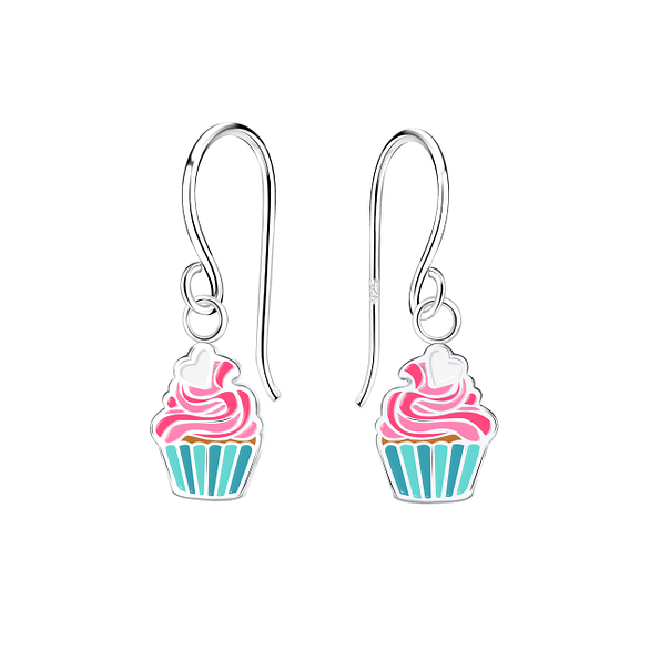 Silver Cupcake Earrings - 12230