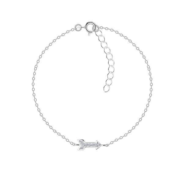Silver Arrow Cubic Zirconia Earrings Bracelet - 10048