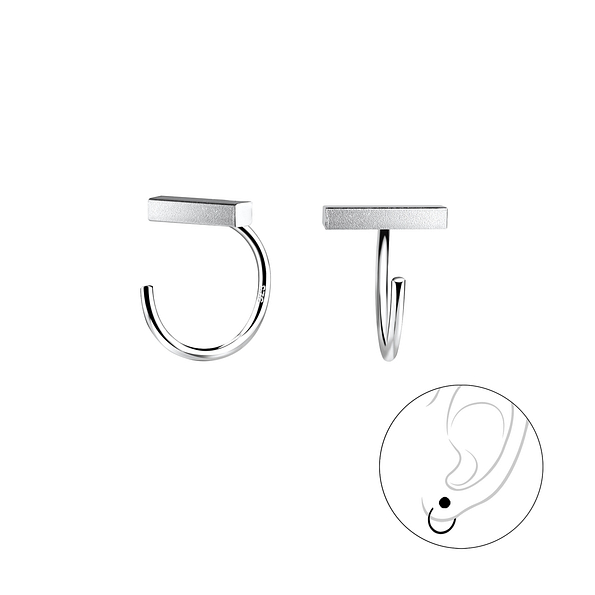 Silver Bar Ear Huggers - 12802