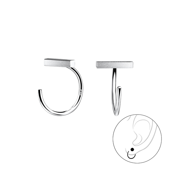 Silver Bar Ear Huggers - 12803