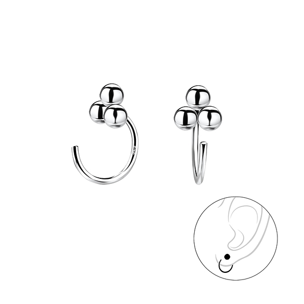 Silver Triple Ball Ear Huggers - 12806