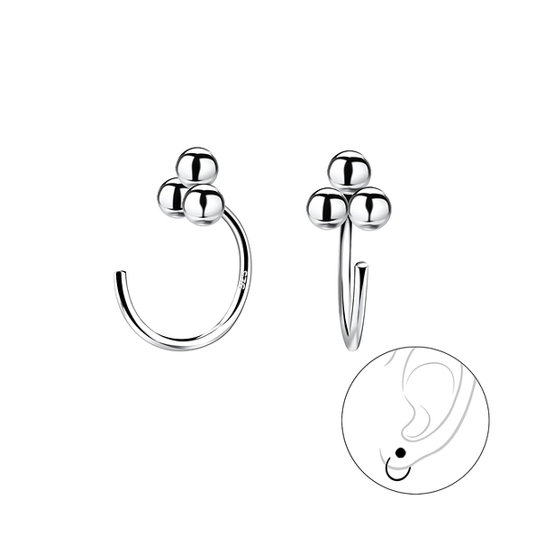 Silver Triple Ball Ear Huggers - 12807