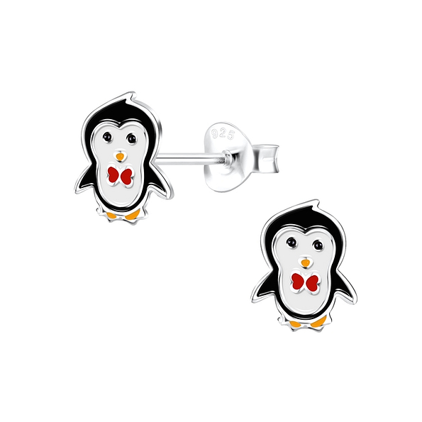 Silver Penguin Stud Earrings - 12453