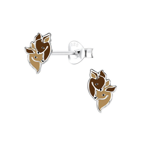 Silver Deer Stud Earrings - 12778