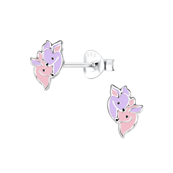 Silver Deer Stud Earrings - 13418