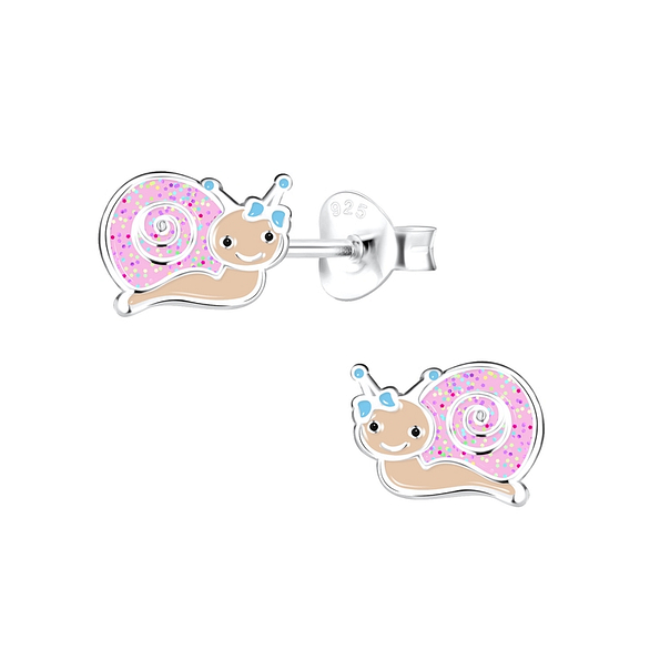 Silver Snail Stud Earrings - 12446