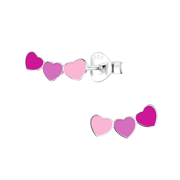 Silver Heart Stud Earrings - 12367