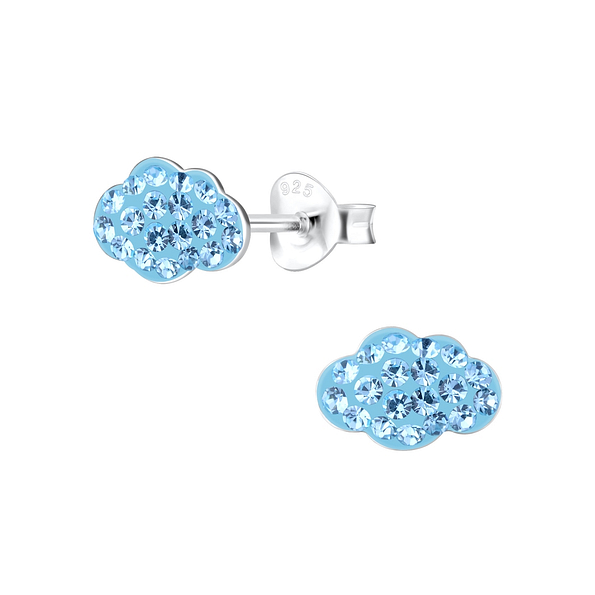 Silver Cloud Crystal Stud Earrings - 11299