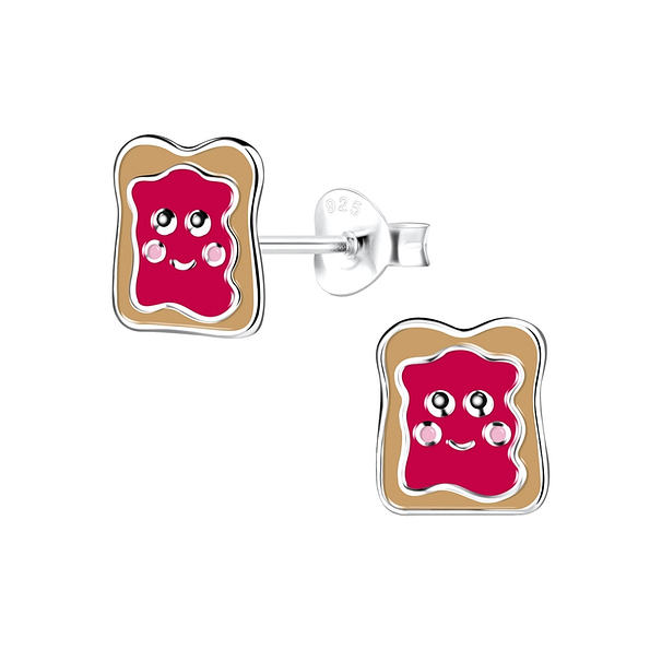 Silver Bread Stud Earrings - 13358