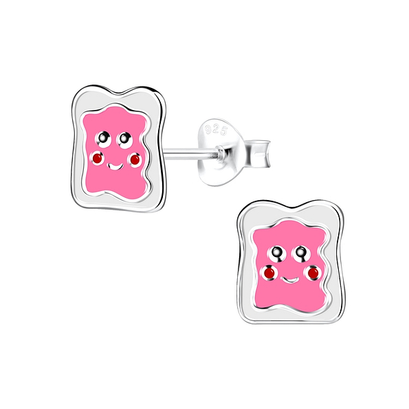 Silver Bread Stud Earrings - 13359