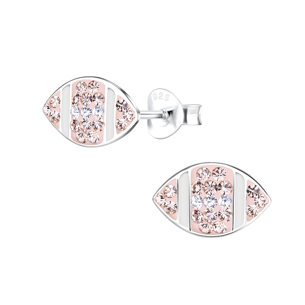 Silver American Football Stud Earrings - 12409