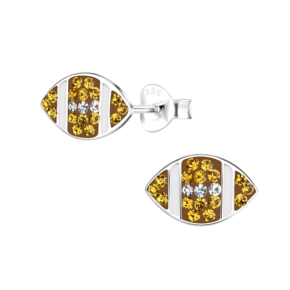 Silver American Football Stud Earrings - 12410