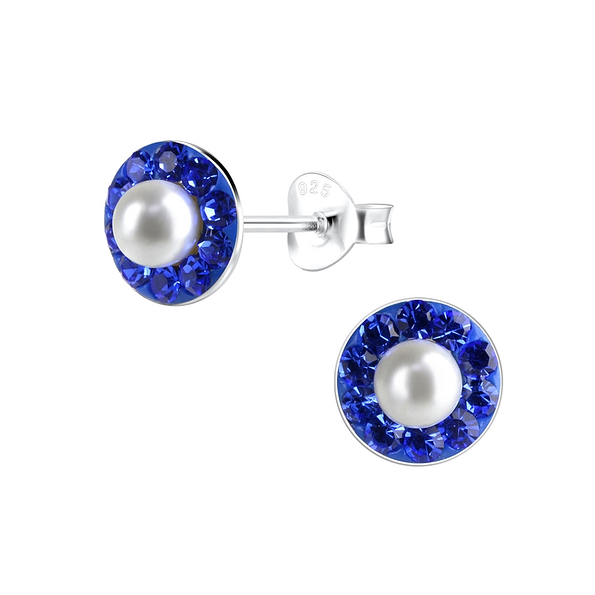 Silver Round Stud Earrings - 13363