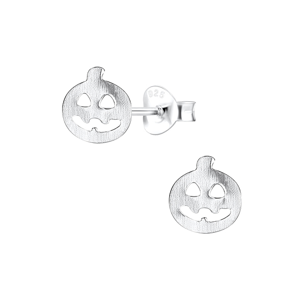 Silver Pumpkin Stud Earrings - 11927