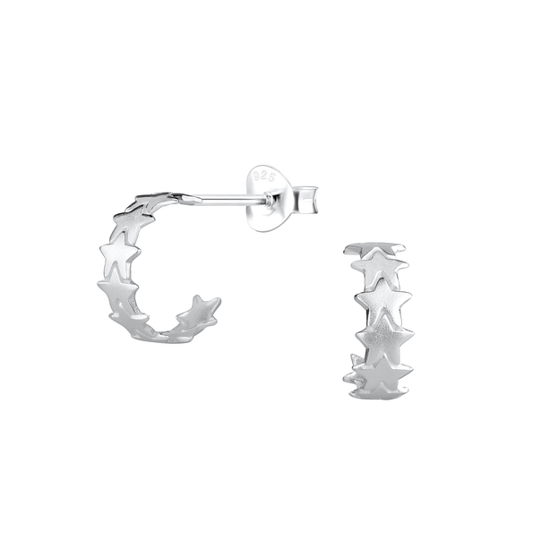 Silver Star Stud Earrings - 11924