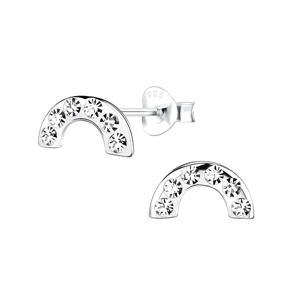 Silver Rainbow Stud Earrings - 12037