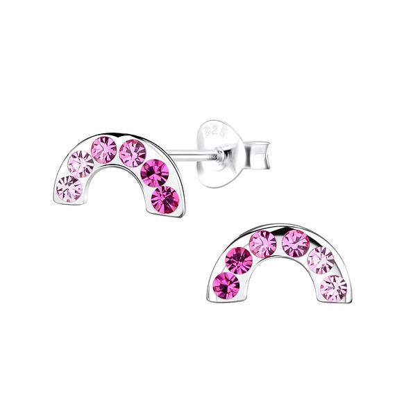 Silver Rainbow Stud Earrings - 12039