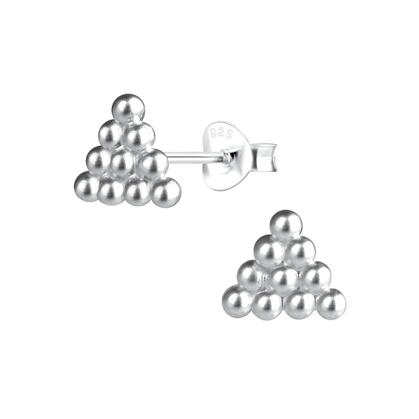 Silver Ball Stud Earrings - 12821
