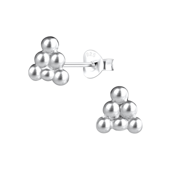 Silver Ball Stud Earrings - 12825
