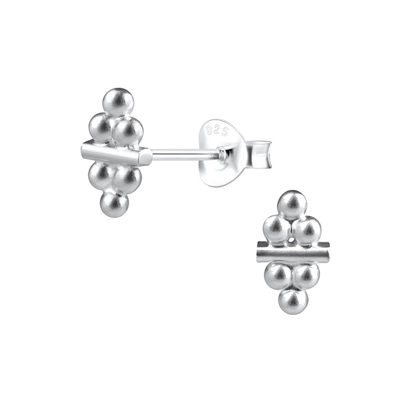 Silver Ball Stud Earrings - 12826