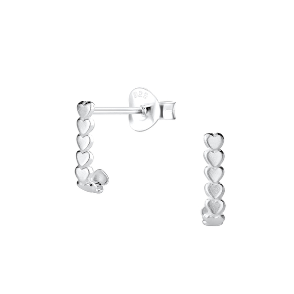 Silver Heart Stud Earrings - 11935