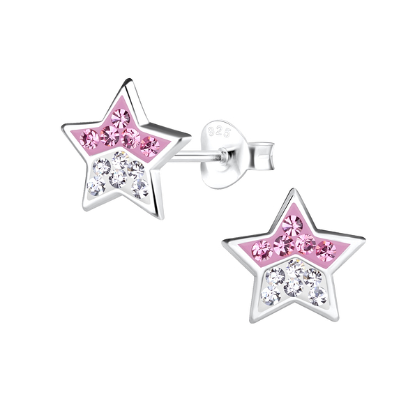 Silver Star Crystal Stud Earrings - 13043 Silver Star Crystal Stud Earrings - 13043